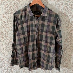 Jared Lang Blue and Green Checkered Shirt Size L